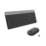 LOGITECH Tipkovnica + miš MK470 Slim Wireless, crna, bežična