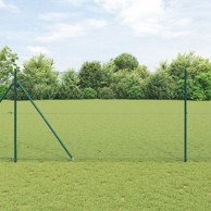 Zavarena čelična ograda Žica sa 13 šiljastih stupova 1.4x25 m, zeleni