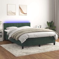 Box Spring krevet s madracem, tamnozeleni, 140x190 cm, baršun, okomite pruge