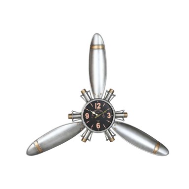 HOME ESPRIT Zidni sat propeleri vintage, 121 x 7 x 106 cm, metal, zlatni, srebrni