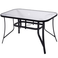 SPRINGOS Stakleni vrtni stol, crni, 150x90 cm