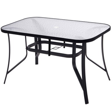SPRINGOS Stakleni vrtni stol, crni, 150x90 cm