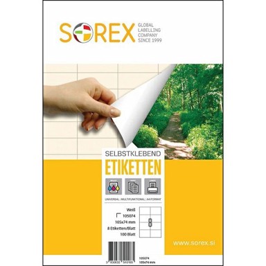 SOREX Etikete, 105 × 74 mm, 100/1