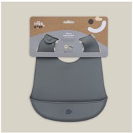 INTERBABY Silikonski podbradak za bebe Petrol Grey, siva