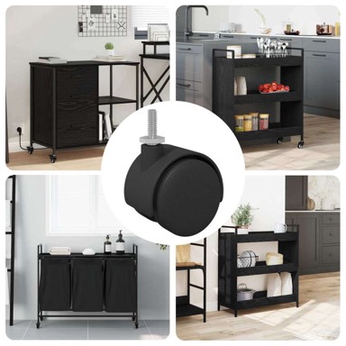 Kotači 12 kom 40,1 x 40,1 x 37,8 mm PP i čelik, crna