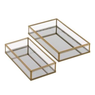 CASA SELECCIÓN Metalni ukrasni pladnjevi 2 kom 14x24 cm