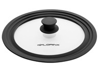 Stakleni poklopac sa silikonskim rubom 3 u 1, 24/26/28 cm, crni
