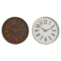 HOME ESPRIT Zidni sat, 45 x 4 x 45 cm, PVC, bijeli, smeđi, zlatni