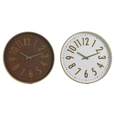 HOME ESPRIT Zidni sat, 45 x 4 x 45 cm, PVC, bijeli, smeđi, zlatni