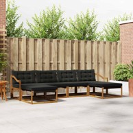 Set vanjskih sofa, 6 kom, s jastucima, prirodna i crna