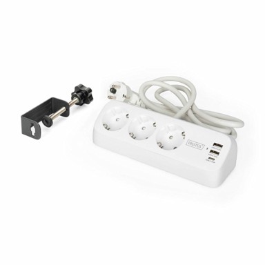 DIGITUS Stolni razdjelnik DA-70626 3x220V 2xUSB 1,5 m, bijela