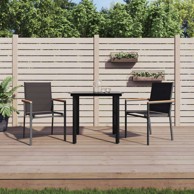 3 dijelni vrtni blagovaonski set crni od tekstilena i čelika, dužina stola 80 cm 2
