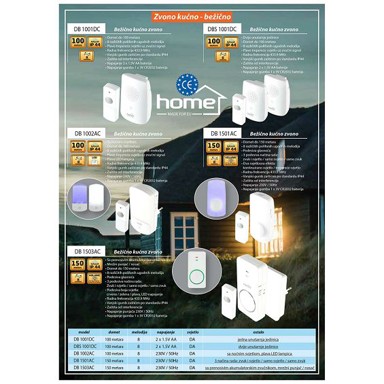 HOME Zvono kućno DB1001DC, bežično, 8 melodija