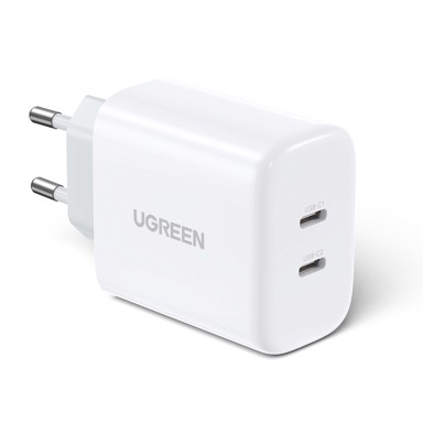 UGREEN Punjač USB-C+USB-C 40W, PD 20W+20W, EU, bijeli