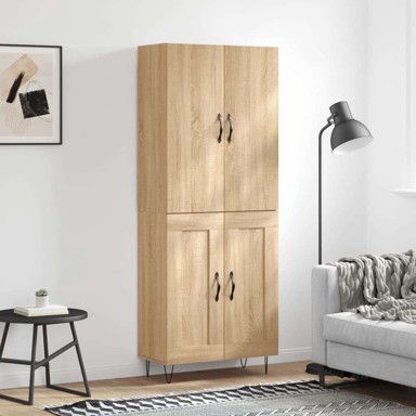 Visoka komoda hrasta sonome 69 5x34x180cm od konstruiranog drva , drvena vrata