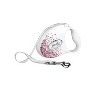 FLEXI Vodilica za psa Glam Splash Pink S, traka 3 m, bijela