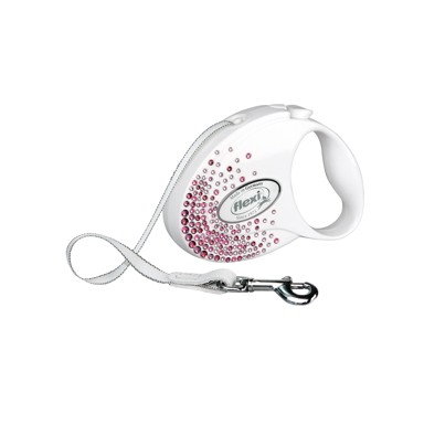 FLEXI Vodilica za psa Glam Splash Pink S, traka 3 m, bijela