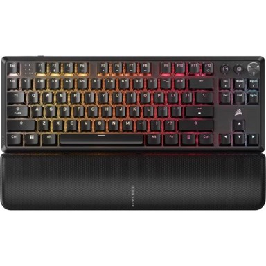 CORSAIR Gaming tipkovnica K70 Core Wireless TKL RGB, mehanička, bežična (SLIPSTREAM + Bluetooth + USB-C), RGB osvjetljenje, US raspored, crna