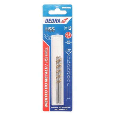 DEDRA Svrdlo za metal HSS 4341, 5 x 86 mm, 2 komada