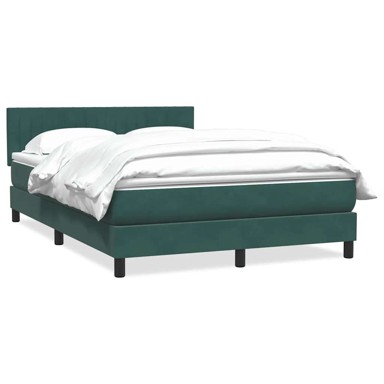 Box spring krevet s madracem 160x220 cm, baršun, okomite pruge, tamno zeleni