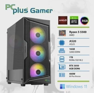 PCPLUS Stolno računalo Gamer / AMD Ryzen 5 5500, 16 GB RAM, 1 TB SSD, NVIDIA GeForce RTX 3050, Windows 11 Home, crna