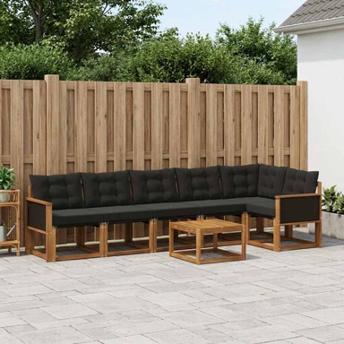 Set vanjskih sofa s jastukom 7 pcs prirodna, crna