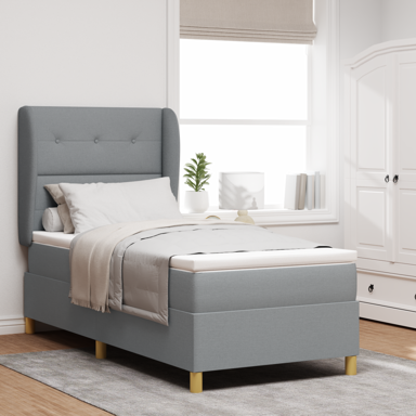Box Spring krevet s madracem, svjetlosivi, 90x200 cm