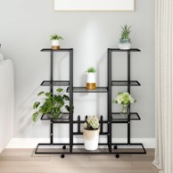 Stalak za cvijeće s kotačima 94,5x24,5x91,5 cm crni željezni