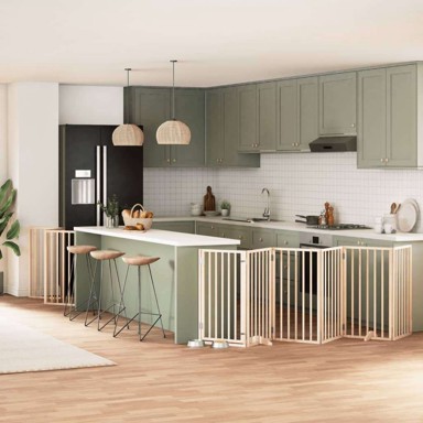 Vrata za pse s vratašcima 15 panela sklopiva 750 cm drvo topole 50 x 90 x 2 cm, prirodna