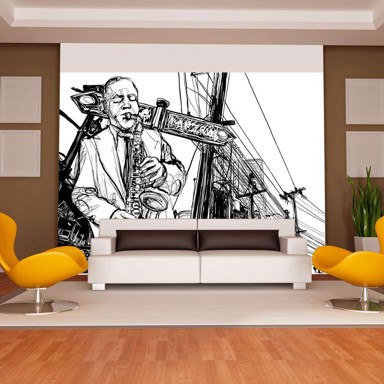 Foto tapeta Saxophone recital on Broadway 350x270