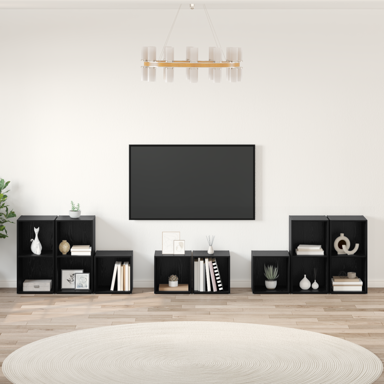 Set TV stalka s policom s pohranom, 8 kom, konstruirano drvo