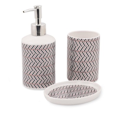 MIOLI DECOR Crno-bijeli set kupaonskog pribora od poliresina Lidya 