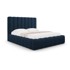MICADONI HOME Tapecirani bračni krevet Kelp 180x200 cm s prostorom za pohranu i podnicom, tamno plavi