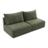 MAKAMII Zelena sklopiva/s prostorom za odlaganje sofa 216 cm Kalena, 216x102x86 cm