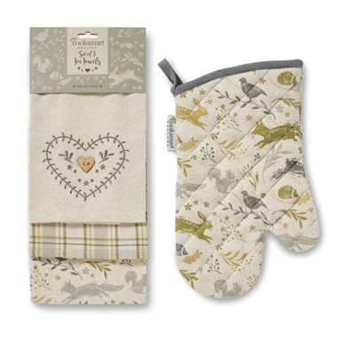 COOKSMART Ručnici i rukavica u setu 4 kom Woodland 