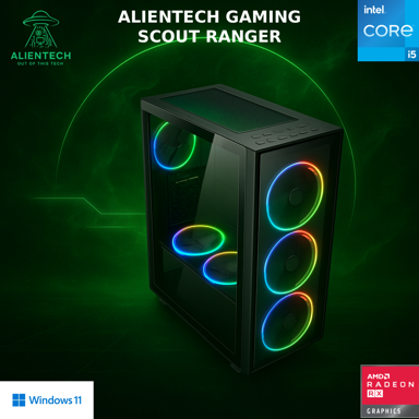 ALIENTECH Stolno računalo Scout Ranger / Intel Core i5-14400F, 16 GB RAM, AMD Radeon RX 9060 XT 16 GB, 1 TB SSD, Windows 11 Pro, crna