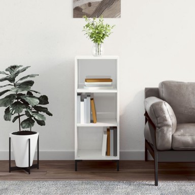 Komoda sjajna bijela 34,5 x 32,5 x 90 cm od konstruiranog drva