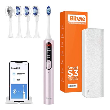 BITVAE S3 Sonična električna četkica s nastavcima, roza