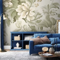 Tapeta Vintage Flowers Cream, 196x140 cm, samoljepljiva