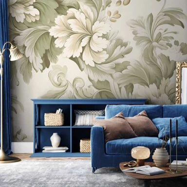 Tapeta Vintage Flowers Cream, 196x140 cm, samoljepljiva
