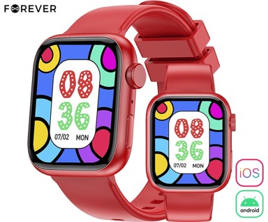 FOREVER Pametni sat iGO 3 JW-500, Bluetooth, crveni