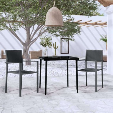 3 dijelni vrtni blagovaonski set crni, dužina stola 80 cm