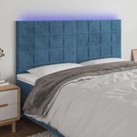 LED uzglavlje, 200 x 5 x 118/128 cm, tkanina, tamno plava