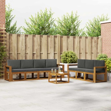 Set vanjskih sofa s jastukom, 8 kom, prirodna i antracit