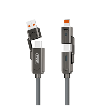 XO Kabel NB275, USB + USB-C na Lightning + USB-C, 60 W, 1 m, crna