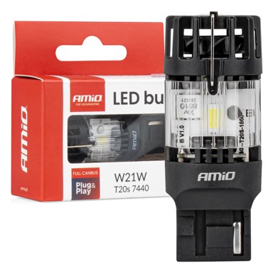 AMIO LED žarulja LumiTec T20S 7440 W21W 12V Full CANBUS AMIO-04686, 1 kom, bijela