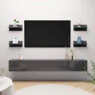 Zidne police 4 kom 40x11. 5x18 cm konstruirano drvo, sjajno siva