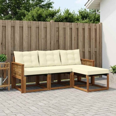 Set vanjskih sofa s jastukom, 4 pcs, prirodna i krem
