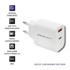 QOLTEC zidni punjač, 18 W, 5–12 V, 1,5–3 A, USB-C PD i USB QC 3.0, bijeli