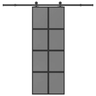Klizna vrata s priborom od kaljenog stakla i aluminija tamna prozirna 76x205 cm